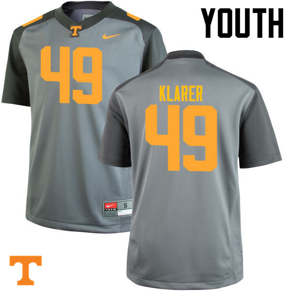 Youth #49 Rudy Klarer Tennessee Volunteers College Football Jerseys-Gray - Click Image to Close
